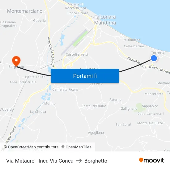 Via Metauro - Incr. Via Conca to Borghetto map