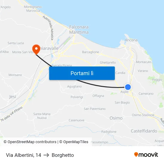 Via Albertini, 14 to Borghetto map