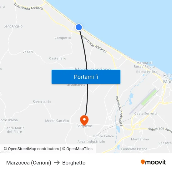 Marzocca (Cerioni) to Borghetto map