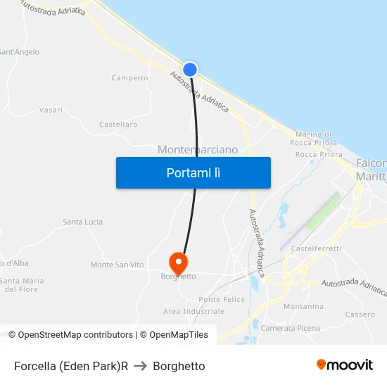 Forcella (Eden Park)R to Borghetto map