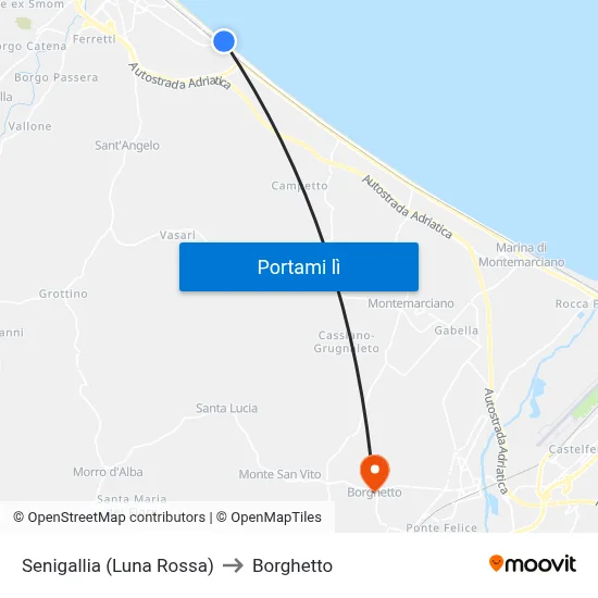 Senigallia (Luna Rossa) to Borghetto map