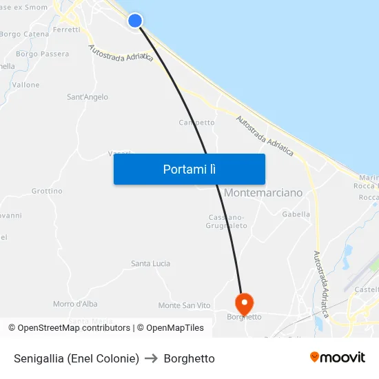 Senigallia (Enel Colonie) to Borghetto map