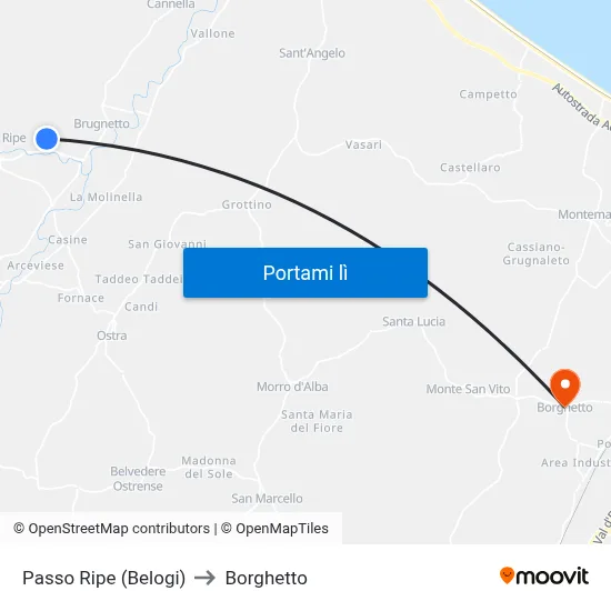 Passo Ripe (Belogi) to Borghetto map