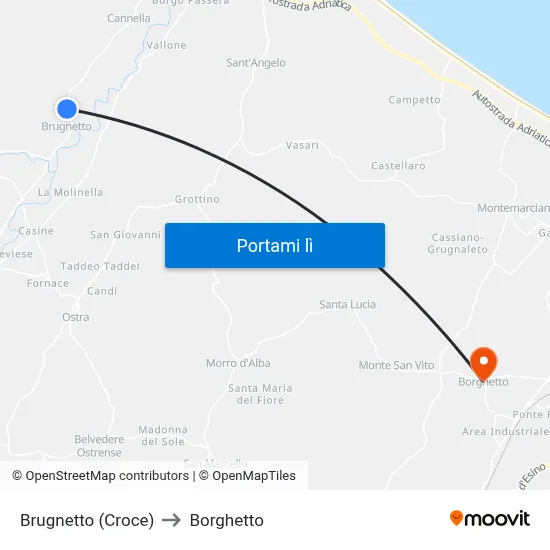 Brugnetto  (Croce) to Borghetto map