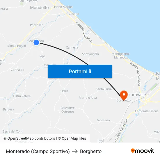 Monterado (Campo Sportivo) to Borghetto map