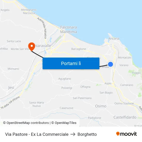 Via Pastore - Ex La Commerciale to Borghetto map