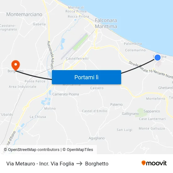 Via Metauro - Incr. Via Foglia to Borghetto map