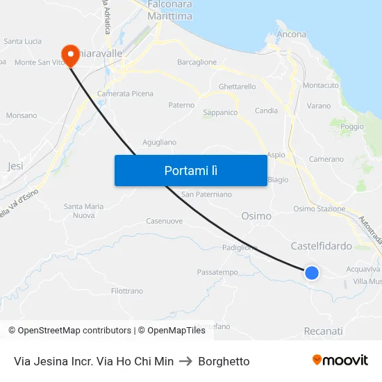 Via Jesina Incr. Via Ho Chi Min to Borghetto map