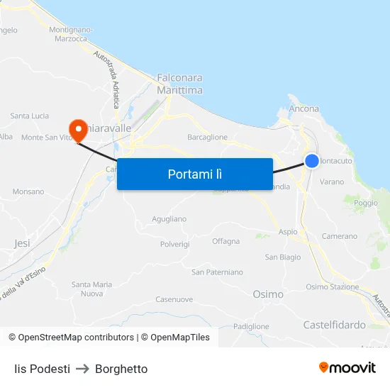 Iis Podesti to Borghetto map