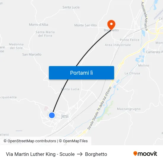 Via Martin Luther King - Scuole to Borghetto map