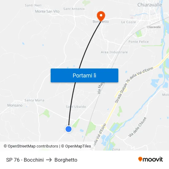 SP 76 - Bocchini to Borghetto map