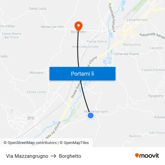 Via Mazzangrugno to Borghetto map