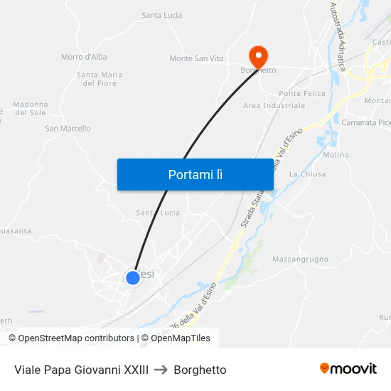 Viale Papa Giovanni XXIII to Borghetto map