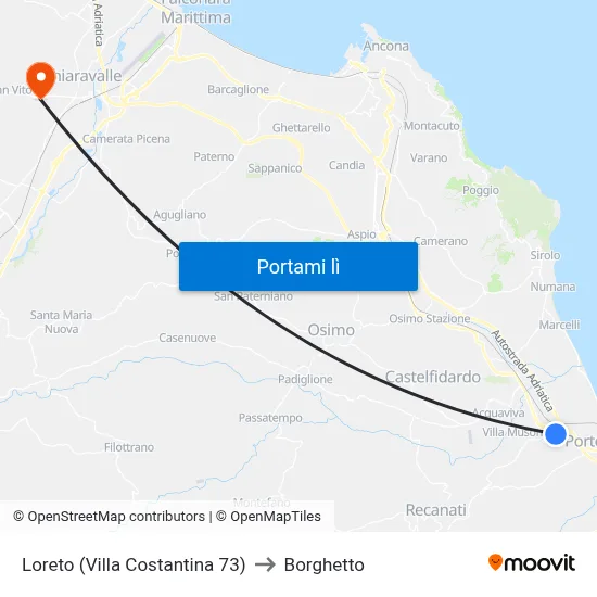 Loreto (Villa Costantina 73) to Borghetto map