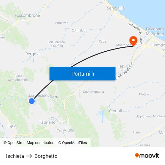 Ischieta to Borghetto map