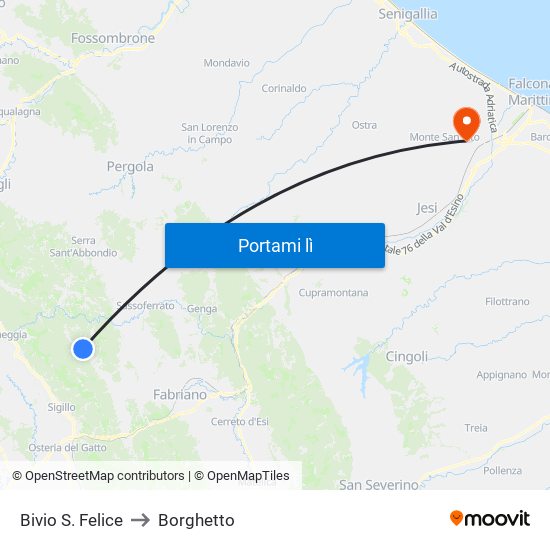Bivio S. Felice to Borghetto map