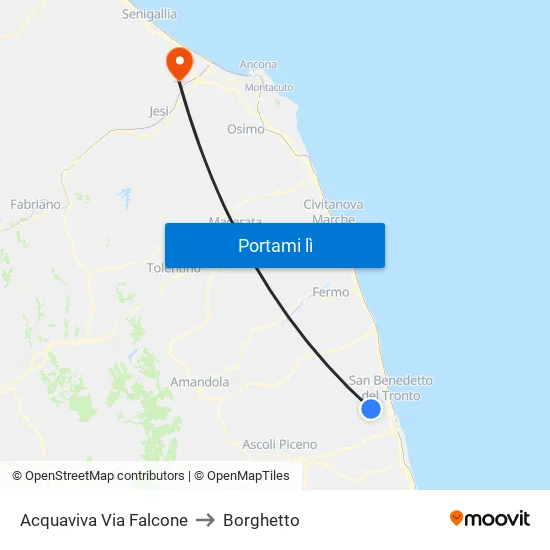 Acquaviva Via Falcone to Borghetto map