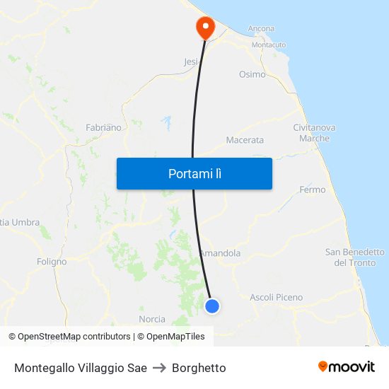 Montegallo Villaggio Sae to Borghetto map