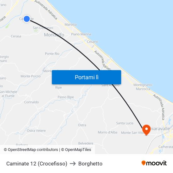 Caminate 12 (Crocefisso) to Borghetto map