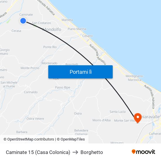 Caminate 15 (Casa Colonica) to Borghetto map
