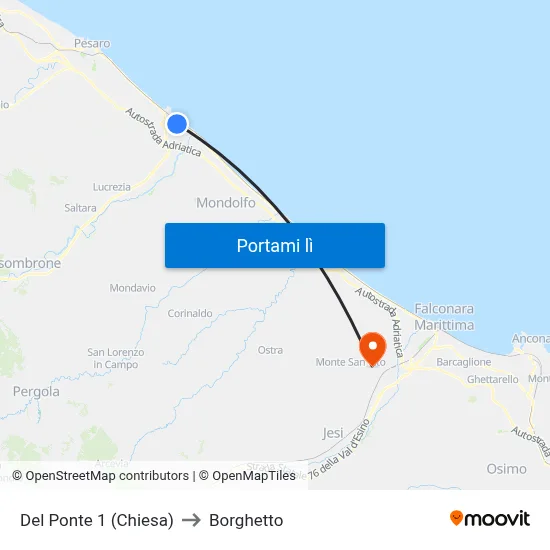 Del Ponte 1 (Chiesa) to Borghetto map