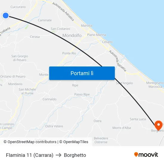 Flaminia 11 (Carrara) to Borghetto map
