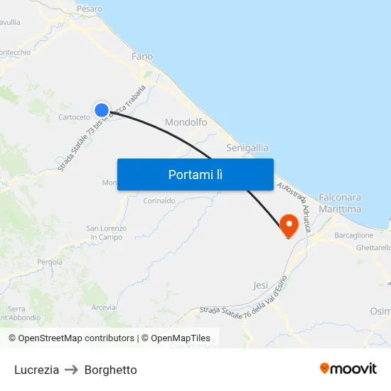 Lucrezia to Borghetto map