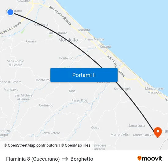 Flaminia 8 (Cuccurano) to Borghetto map