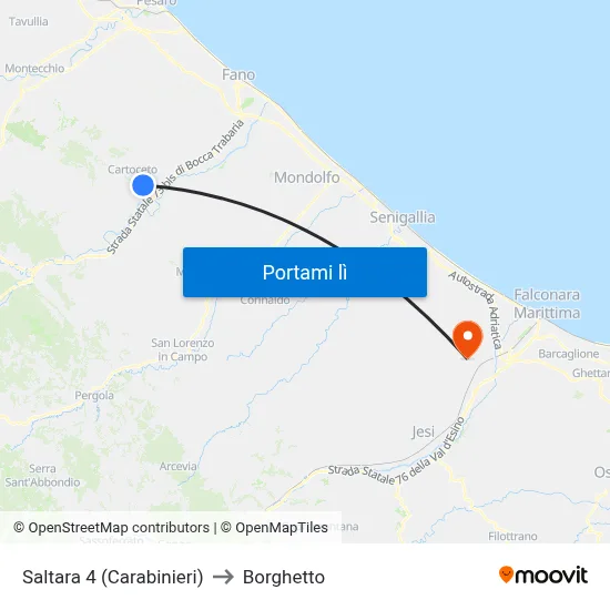 Saltara 4 (Carabinieri) to Borghetto map