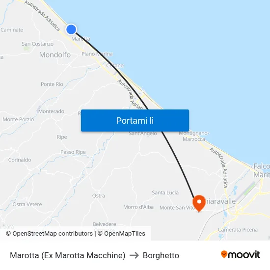 Marotta (Ex Marotta Macchine) to Borghetto map