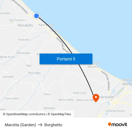 Marotta (Garden) to Borghetto map