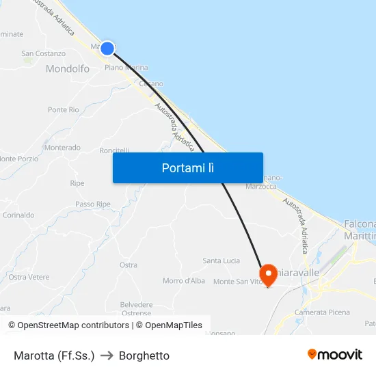 Marotta (Ff.Ss.) to Borghetto map
