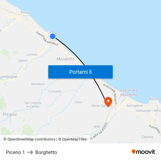Piceno 1 to Borghetto map