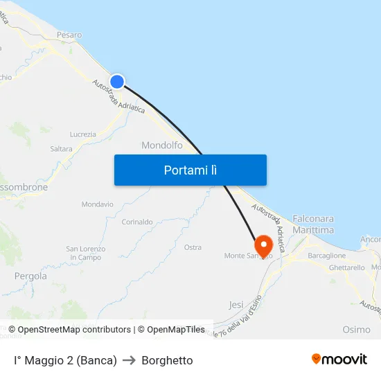 I° Maggio 2 (Banca) to Borghetto map
