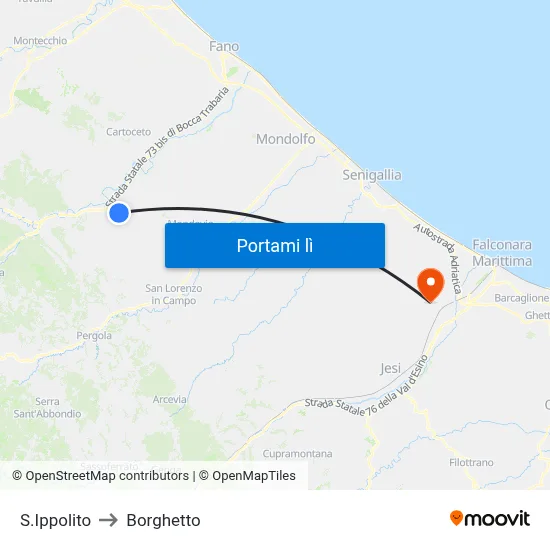 S.Ippolito to Borghetto map