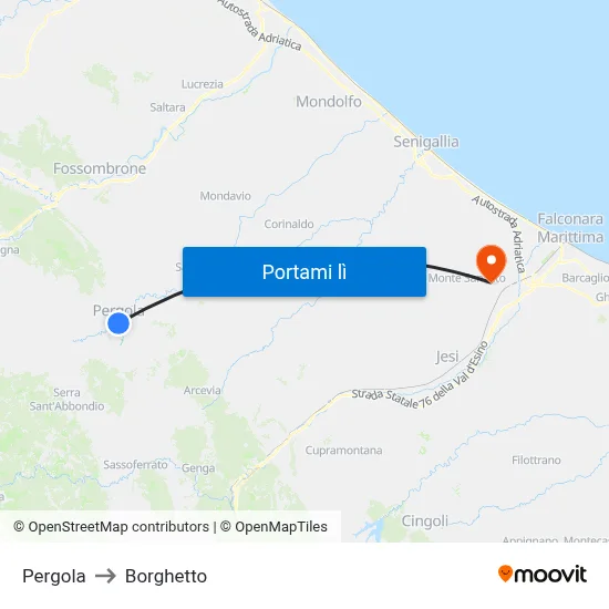 Pergola to Borghetto map