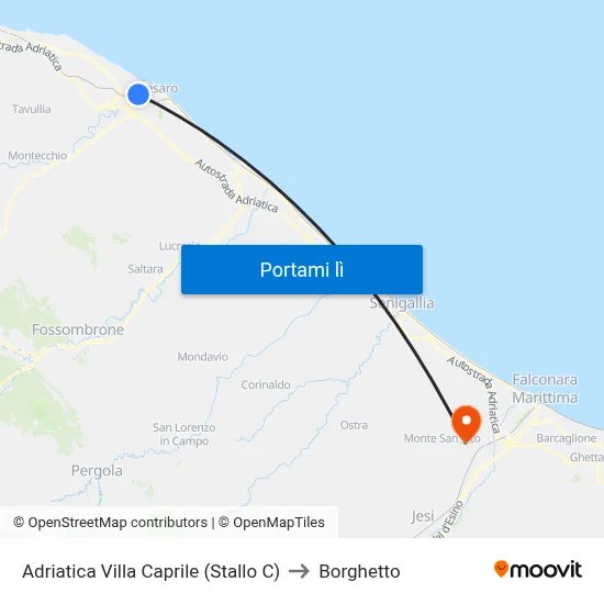 Adriatica Villa Caprile (Stallo C) to Borghetto map