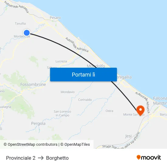 Provinciale 2 to Borghetto map