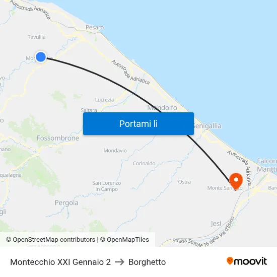Montecchio XXI Gennaio 2 to Borghetto map