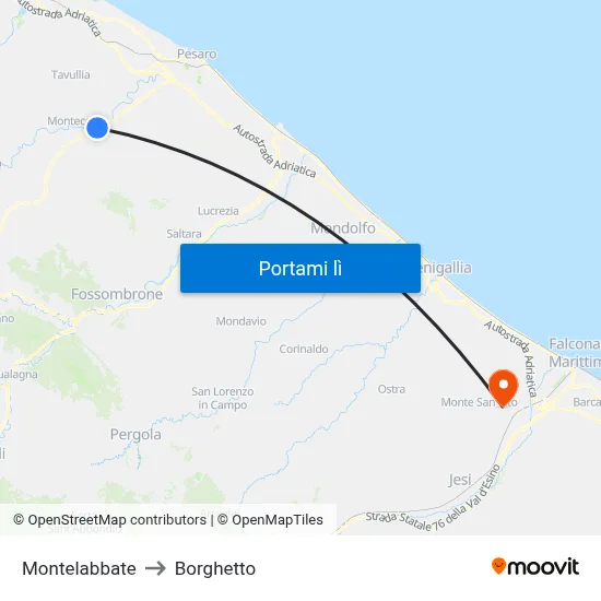 Montelabbate to Borghetto map