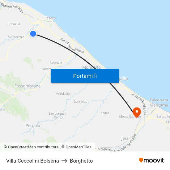 Villa Ceccolini Bolsena to Borghetto map