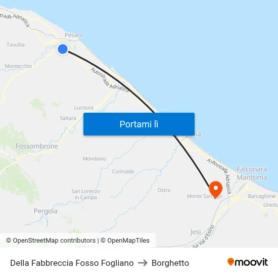 Della Fabbreccia Fosso Fogliano to Borghetto map