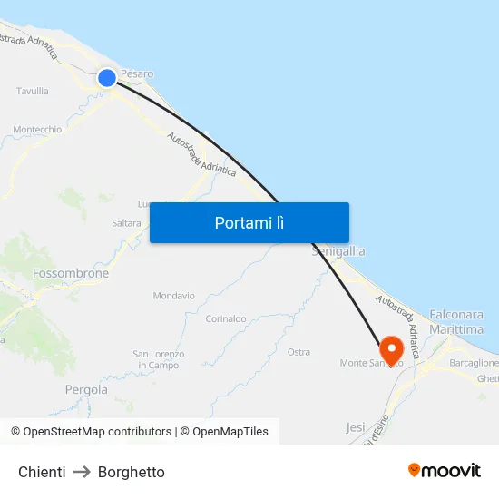 Chienti to Borghetto map