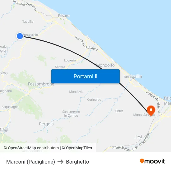 Marconi (Padiglione) to Borghetto map