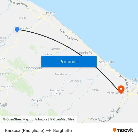 Baracca (Padiglione) to Borghetto map