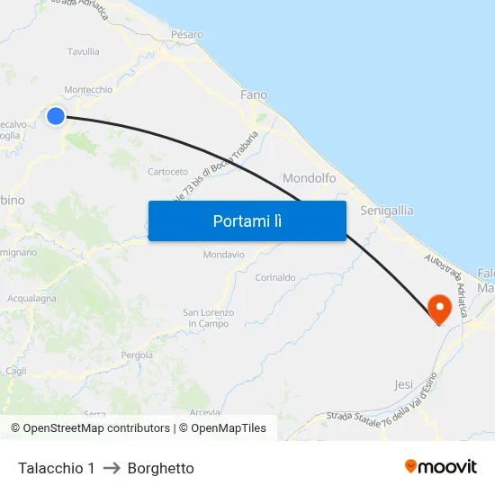 Talacchio 1 to Borghetto map