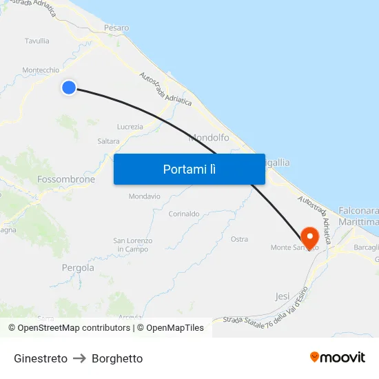 Ginestreto to Borghetto map