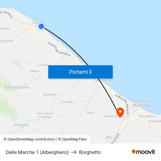 Delle Marche 1 (Alberghiero) to Borghetto map