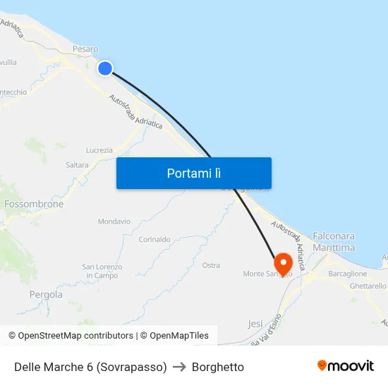 Delle Marche 6 (Sovrapasso) to Borghetto map