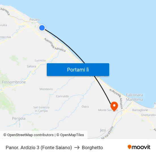 Panor. Ardizio 3 (Fonte Saiano) to Borghetto map